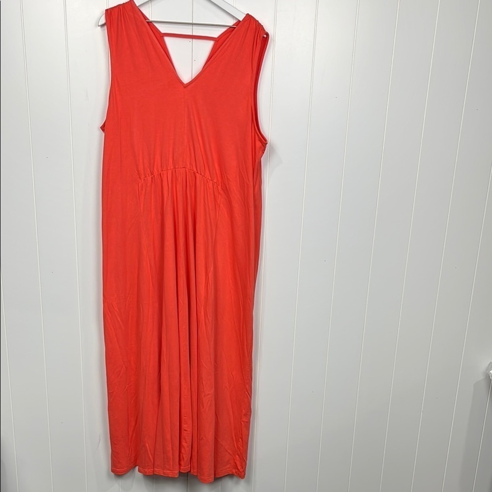 Soft Surroundings Womens Maxi Dress 1X Orange Pullover Sleeveless Full Skirt New